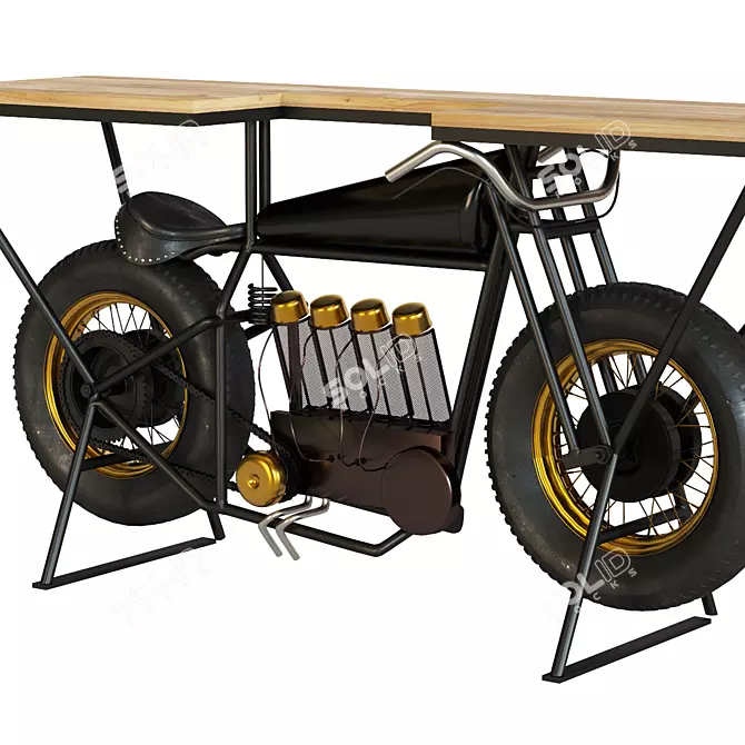 Sleek Black Motorbike Console 3D model image 3