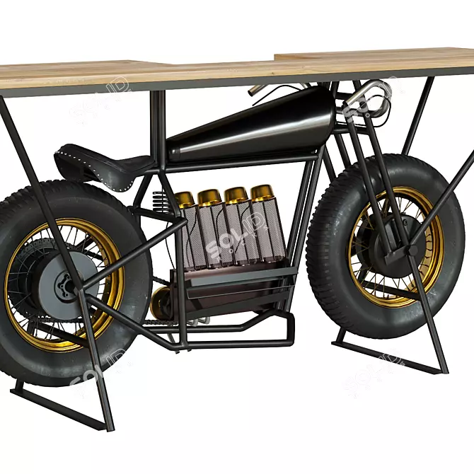 Sleek Black Motorbike Console 3D model image 4