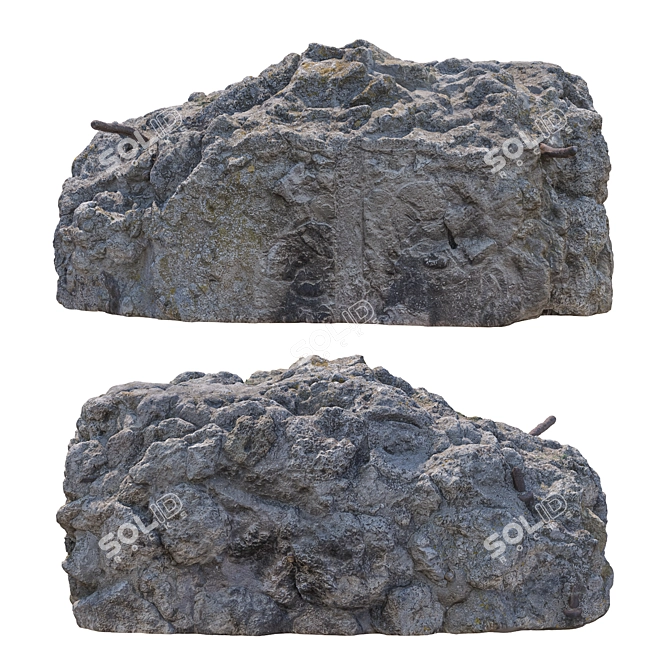 Damaged Concrete Block with Reinforcement 3D model image 3