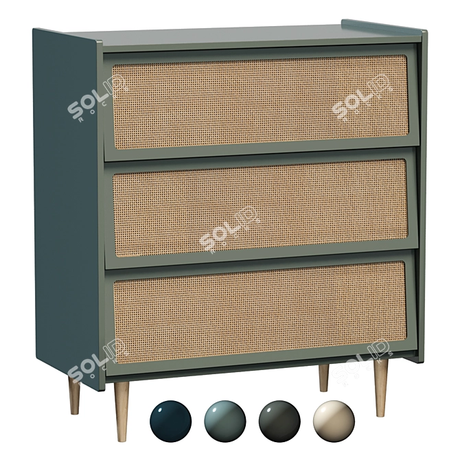 Taga Rattan-Drawer Bedside Table 3D model image 1