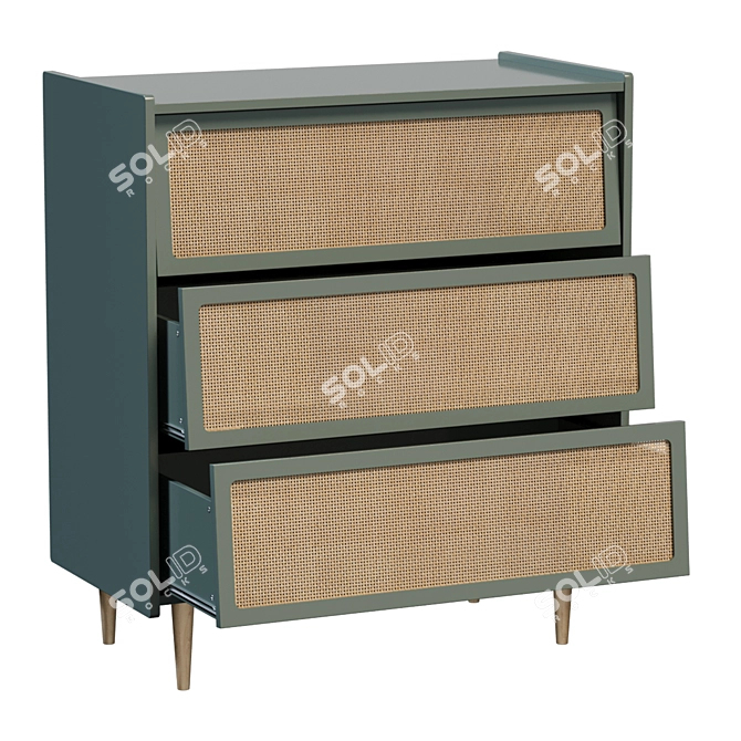 Taga Rattan-Drawer Bedside Table 3D model image 2