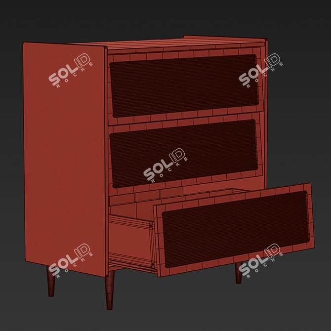 Taga Rattan-Drawer Bedside Table 3D model image 5