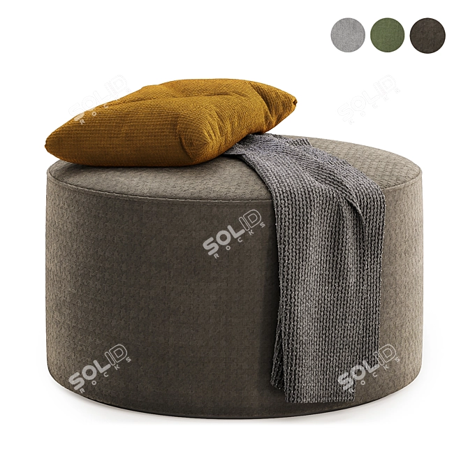 Round Fabric Stool with Cushion 3D model image 1