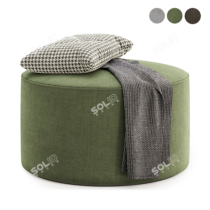 Round Fabric Stool with Cushion 3D model image 2