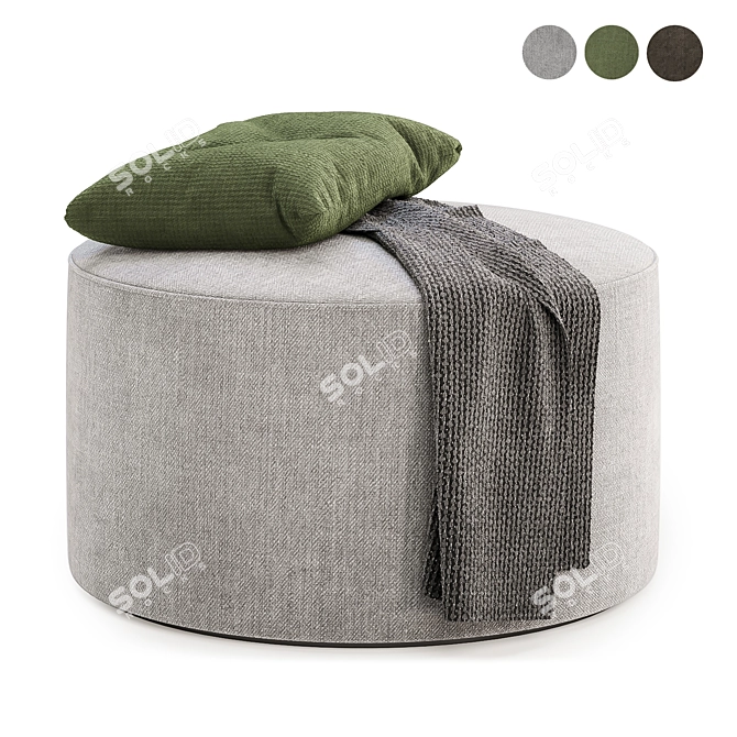 Round Fabric Stool with Cushion 3D model image 3