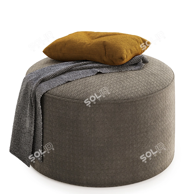 Round Fabric Stool with Cushion 3D model image 4