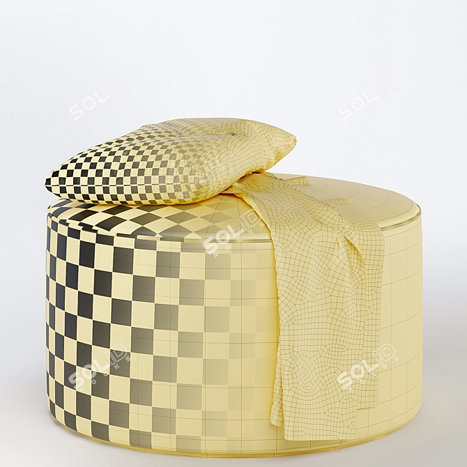 Round Fabric Stool with Cushion 3D model image 5