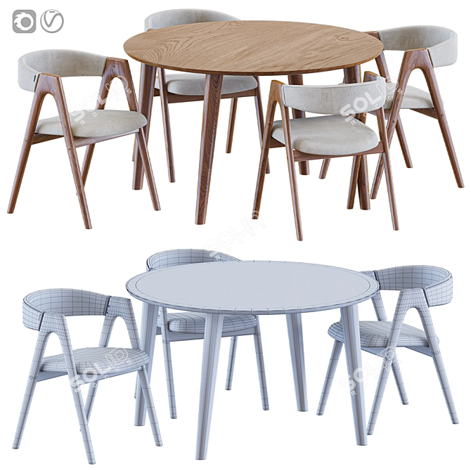 Contemporary Dining Set: Dublin Chair & Malmo Table 3D model image 2