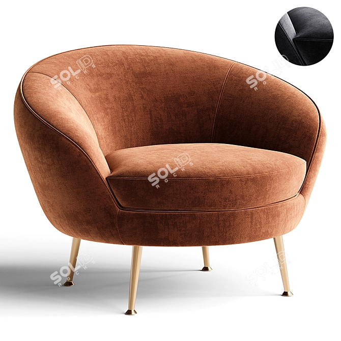 Elegant Giulia Fabric Armchair Ensemble 3D model image 1