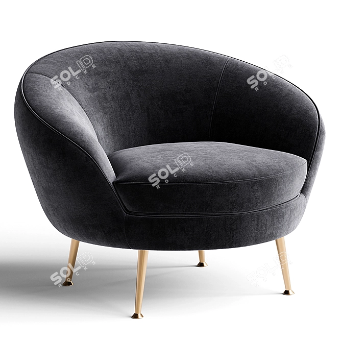 Elegant Giulia Fabric Armchair Ensemble 3D model image 2