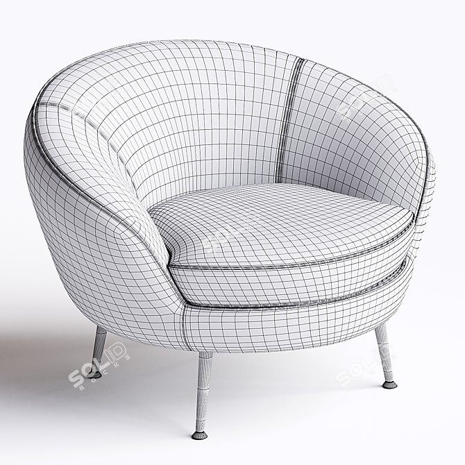 Elegant Giulia Fabric Armchair Ensemble 3D model image 3