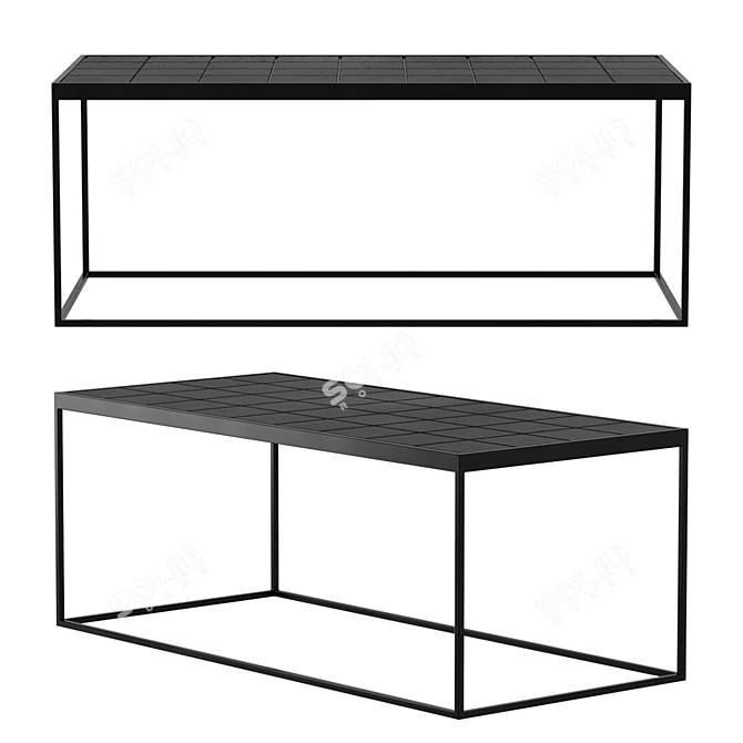 Sleek Black Glazed Coffee Table 3D model image 1