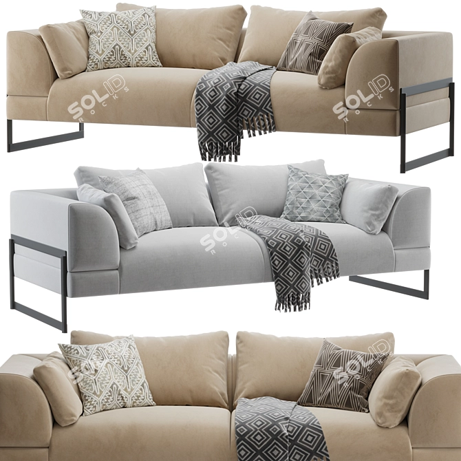 Modern 3-Seater Sofa Design 3D model image 1