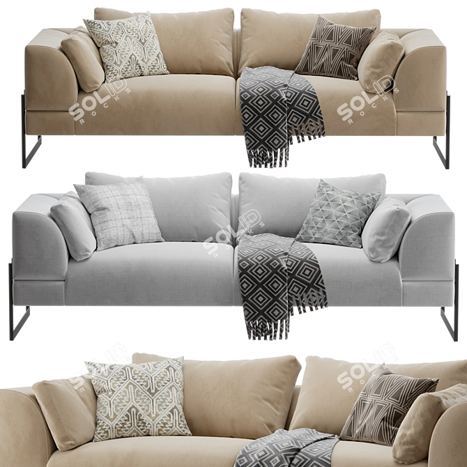 Modern 3-Seater Sofa Design 3D model image 3