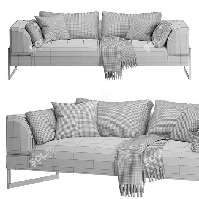 Modern 3-Seater Sofa Design 3D model image 4