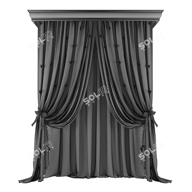 Modern Geometric Curtains in Grey 3D model image 2