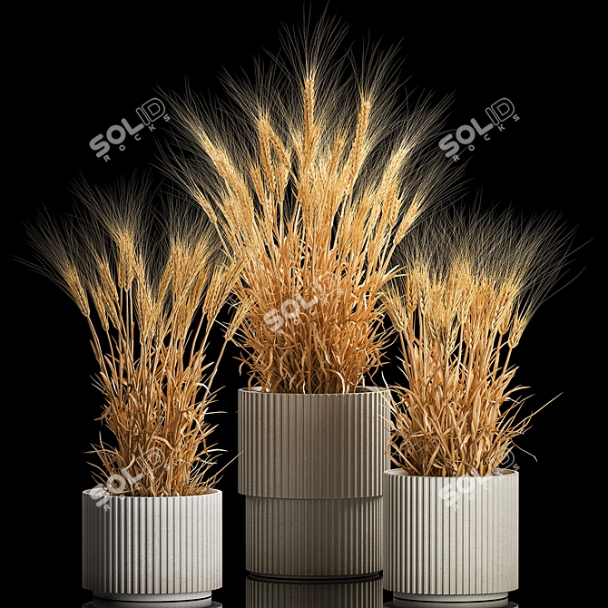 Spikelet Wheat Vase Set 3D model image 1