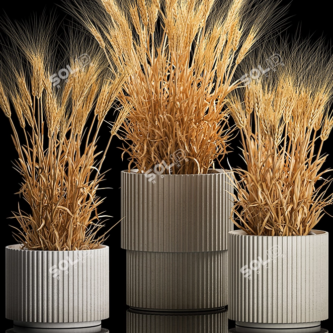 Spikelet Wheat Vase Set 3D model image 2