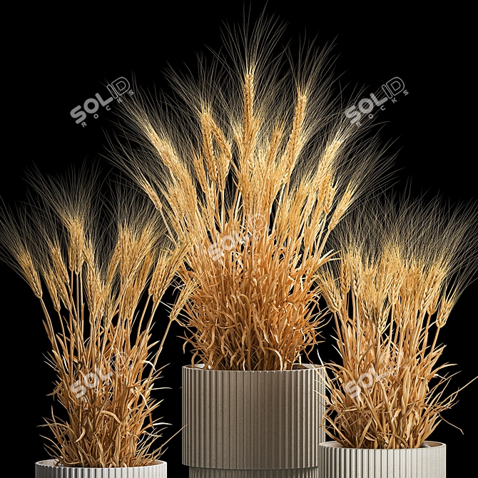 Spikelet Wheat Vase Set 3D model image 3