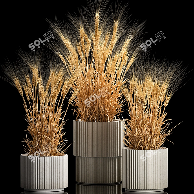 Spikelet Wheat Vase Set 3D model image 8