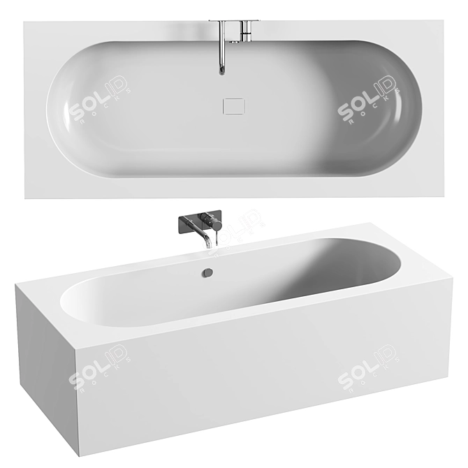 Elegant Oval HIMACS Bathtub 3D model image 1
