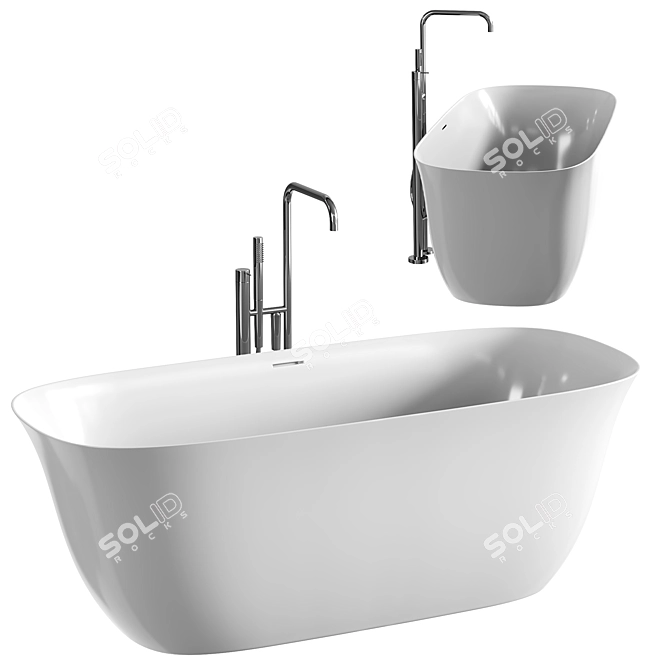 Elegant Oval Levi Freestanding Bathtub 3D model image 1