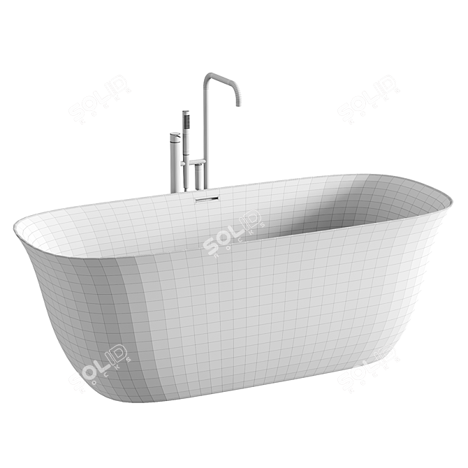 Elegant Oval Levi Freestanding Bathtub 3D model image 3
