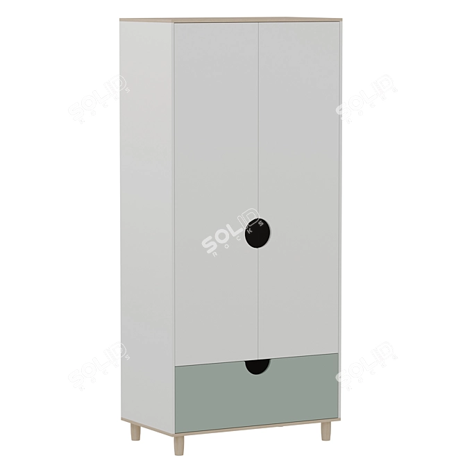 Halli 2 Swing Wardrobe Cabinet 3D model image 1