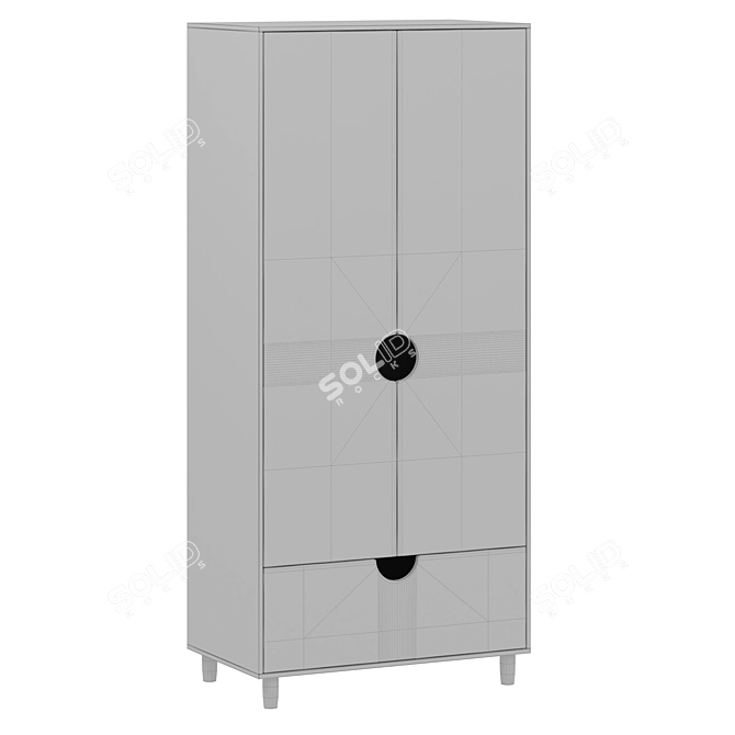 Halli 2 Swing Wardrobe Cabinet 3D model image 2