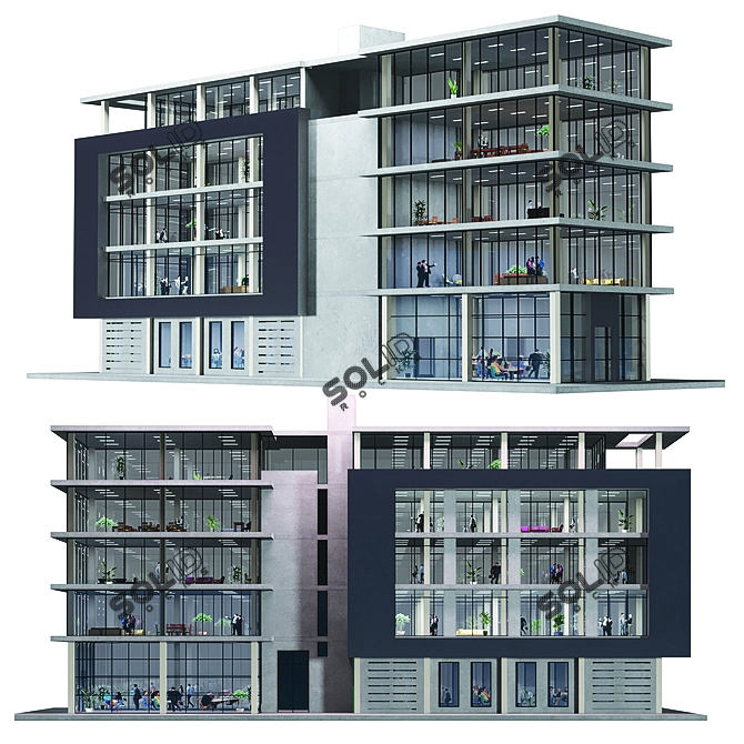 Urban Style 3D Mixed-Use Building 3D model image 2