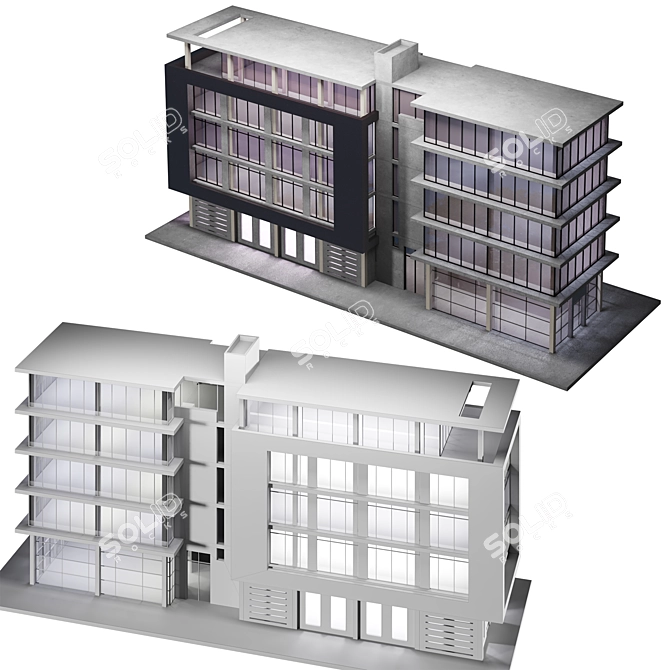 Urban Style 3D Mixed-Use Building 3D model image 6