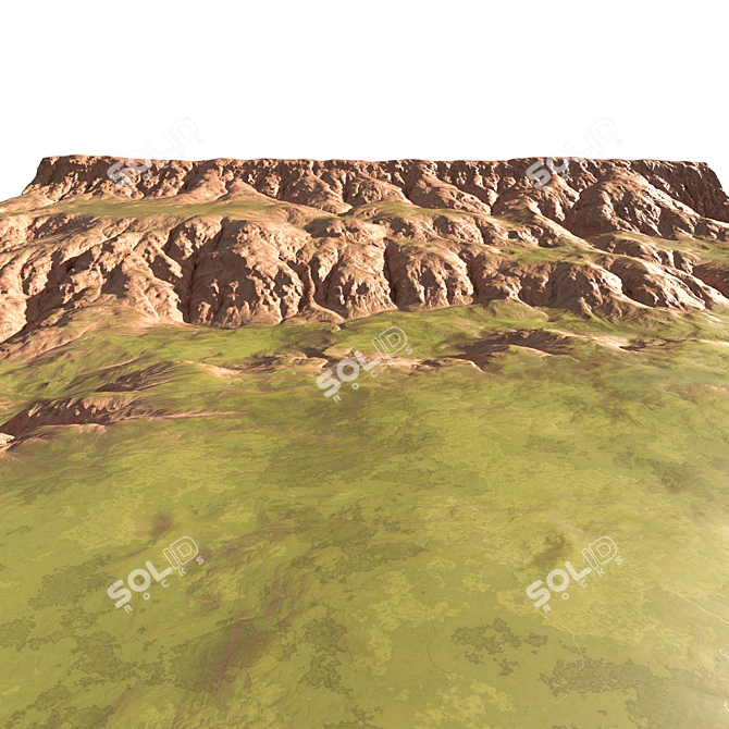 Realistic Mountain Terrain Model 3D model image 2