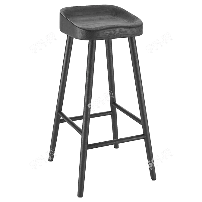  Rustic Oak Counter Stool 3D model image 4