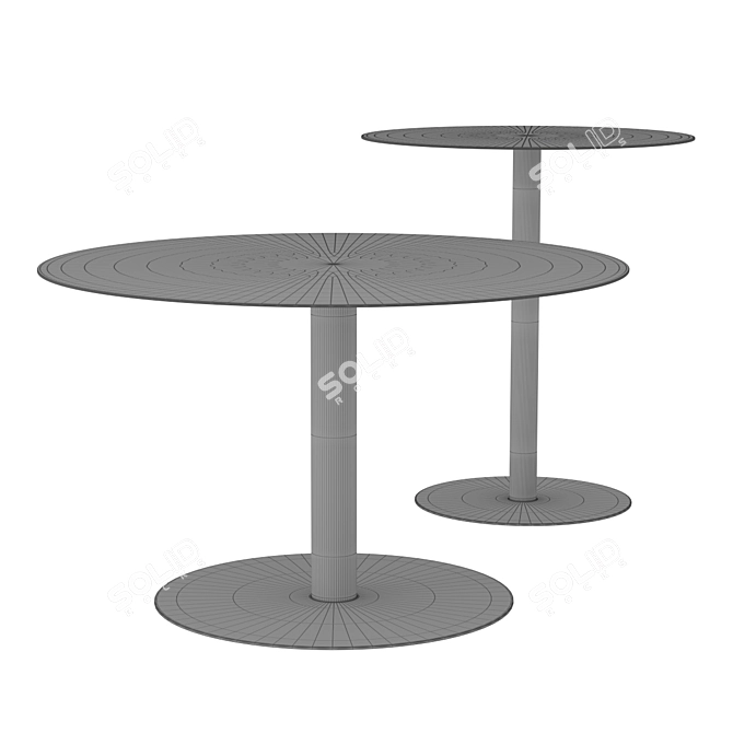 Snow Brushed Side-Coffee Table Set 3D model image 4