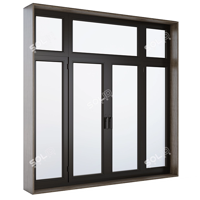 Modern glass balcony window 3D model image 1