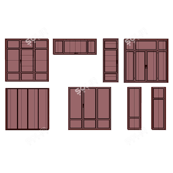 Modern glass balcony window 3D model image 7