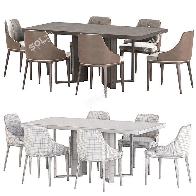 Modern Dining Set Furniture Collection 3D model image 4