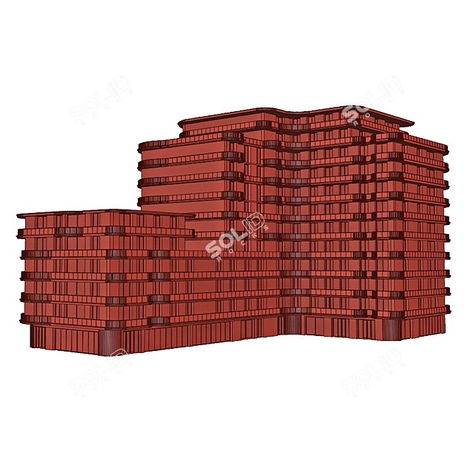 Urban Hotel Building Model 3D model image 10