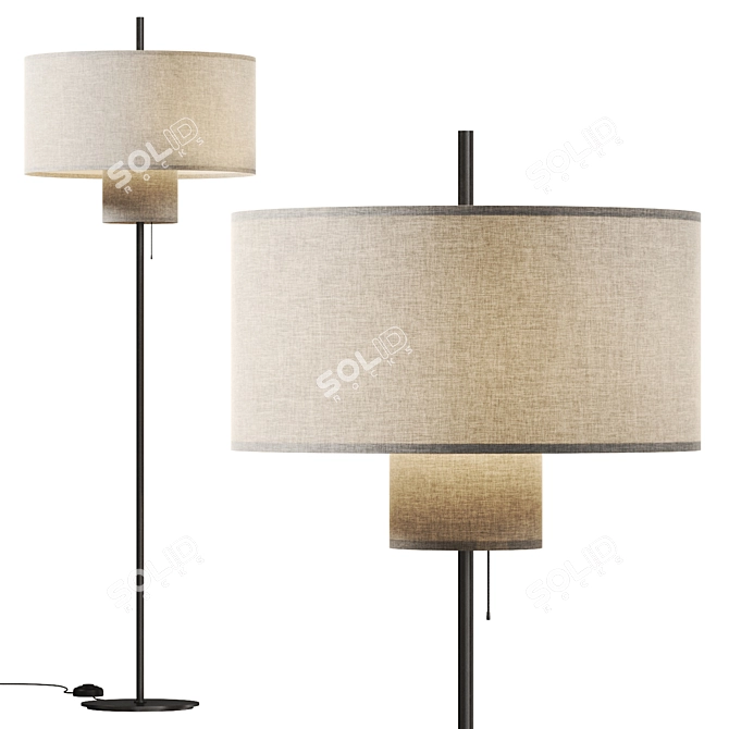 Elegant Fabric Metal Floor Lamp 3D model image 1