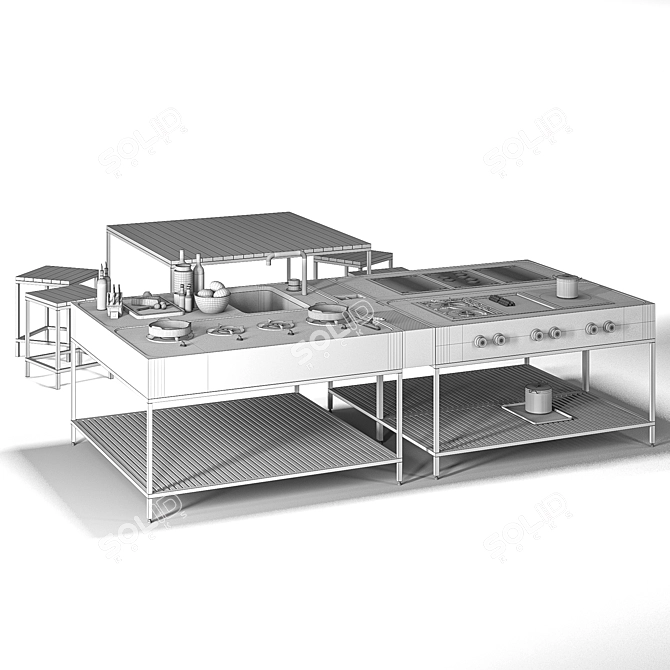 Modular Outdoor Kitchen with Variety 3D model image 5