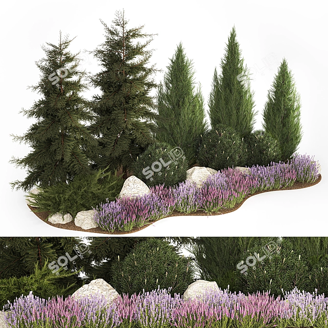 Alpine Rockery Plant Collection 3D model image 5