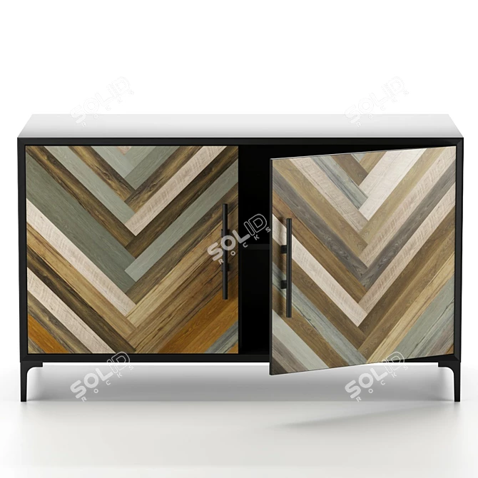 Eco-Friendly Herringbone Door Credenza 3D model image 3