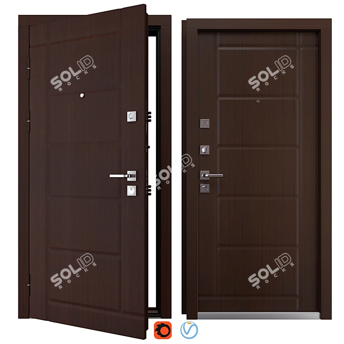 Modern Secure Entry Door Z-21 3D model image 1