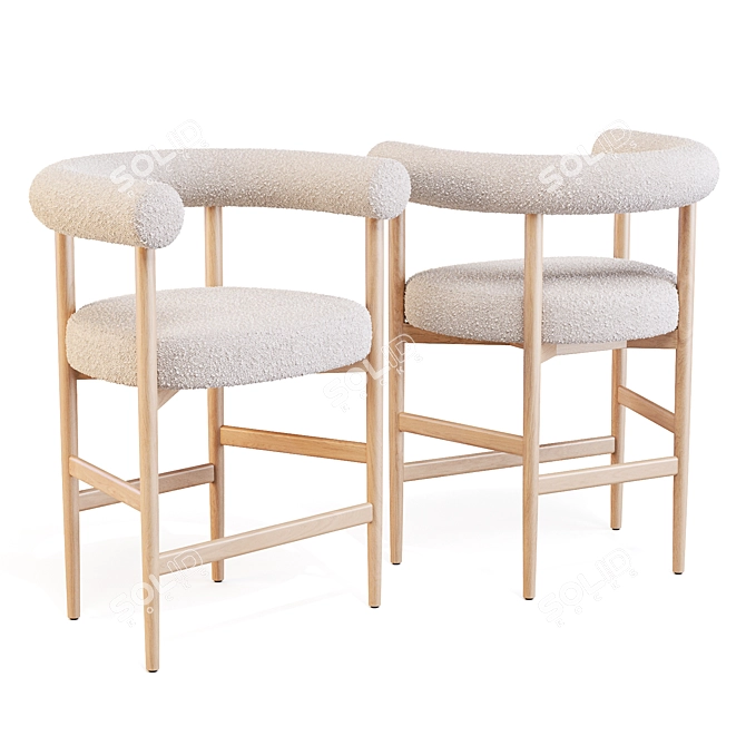 Mazz Counter Stool in Boucle 3D model image 2