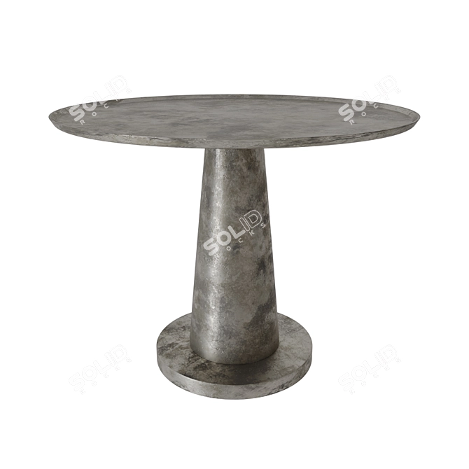 Vintage Aluminum Side Table, Brass/Nickel 3D model image 1