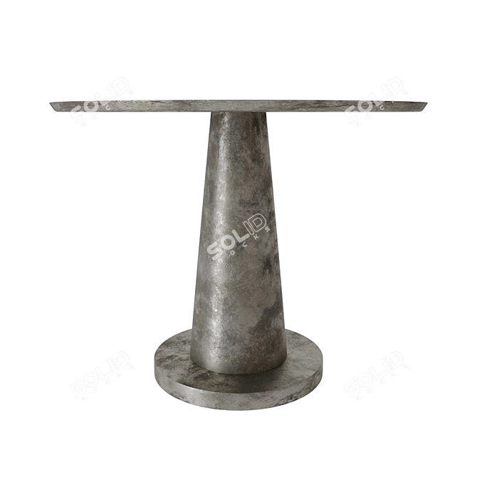 Vintage Aluminum Side Table, Brass/Nickel 3D model image 2