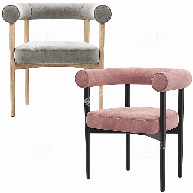 Mazz Velvet Dining Chair Collection 3D model image 2