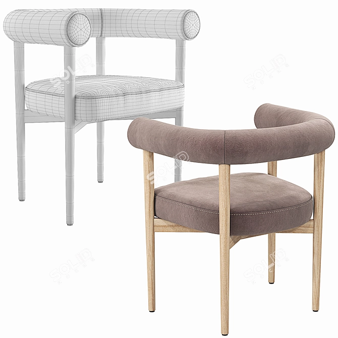 Mazz Velvet Dining Chair Collection 3D model image 6