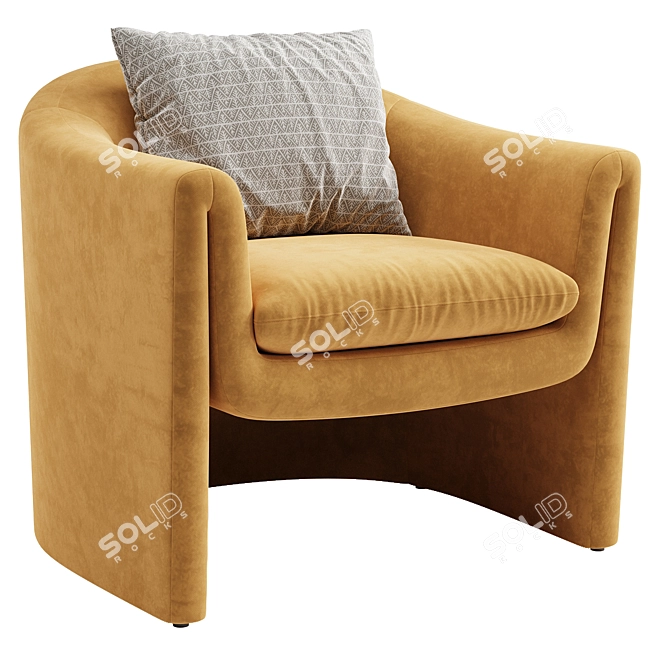 Velvet Barrel Chair Modern Design 3D model image 5