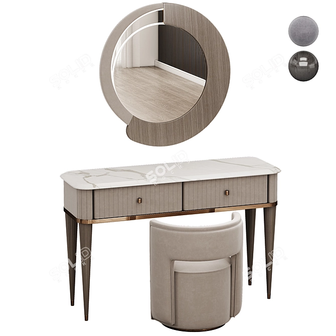 Elegant Crystal Dressing Table 3D model image 1